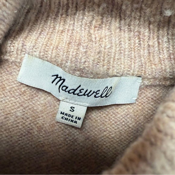 MADEWELL COLOR BLOCK SHADES OF BROWN HIGH NECK LONG SLEEVE SWEATER - Picture 6 of 6